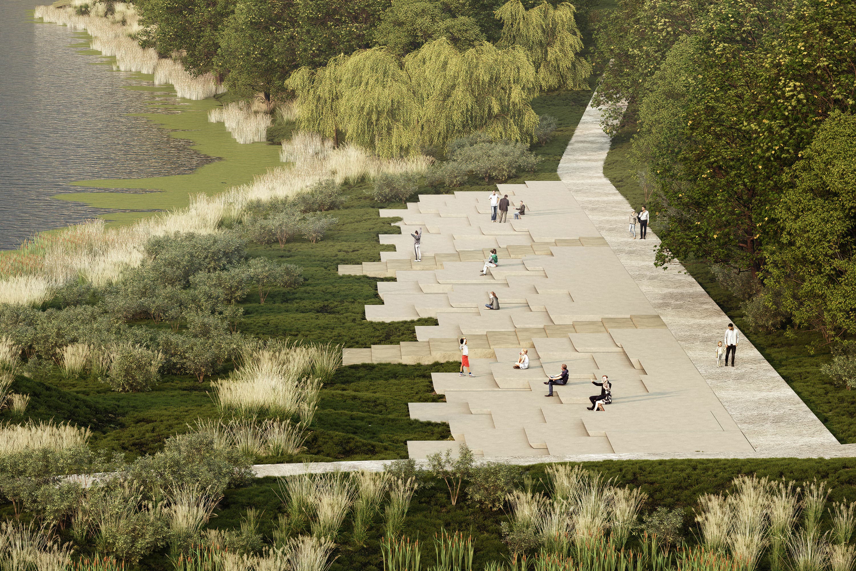 соединение вида на озеро и лес